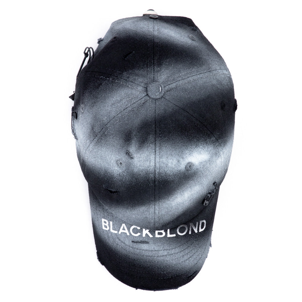 ブラックブロンド(BLACKBLOND) BBD Ripped Sprayed Custom Covered Logo Cap (Black)