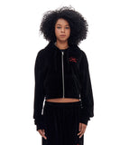 ARCHIVE BOLD (アーカイブボールド) VELOUR CROP HOOD ZIP-UP (BLACK)