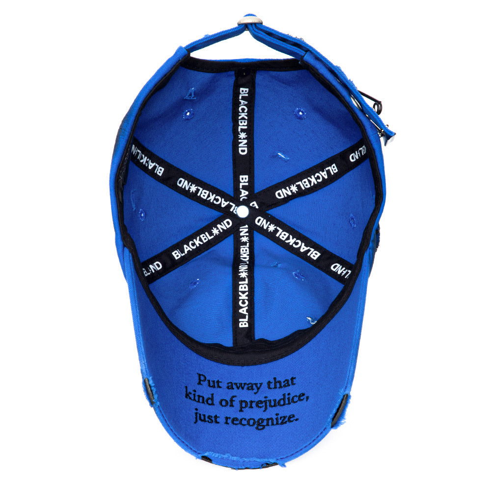 ブラックブロンド(BLACKBLOND) BBD Ripped Sprayed Custom Covered Logo Cap (Blue)