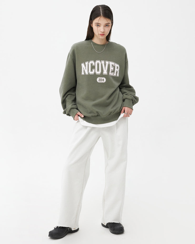 NCOVER(エンカバー)PIGMENT CRACK LOGO SWEATSHIRT-KHAKI