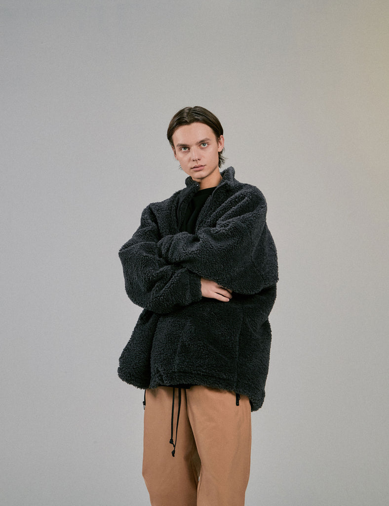 ディープリーク(DPRIQUE) OVERSIZED SHEARLING JACKET - GREY