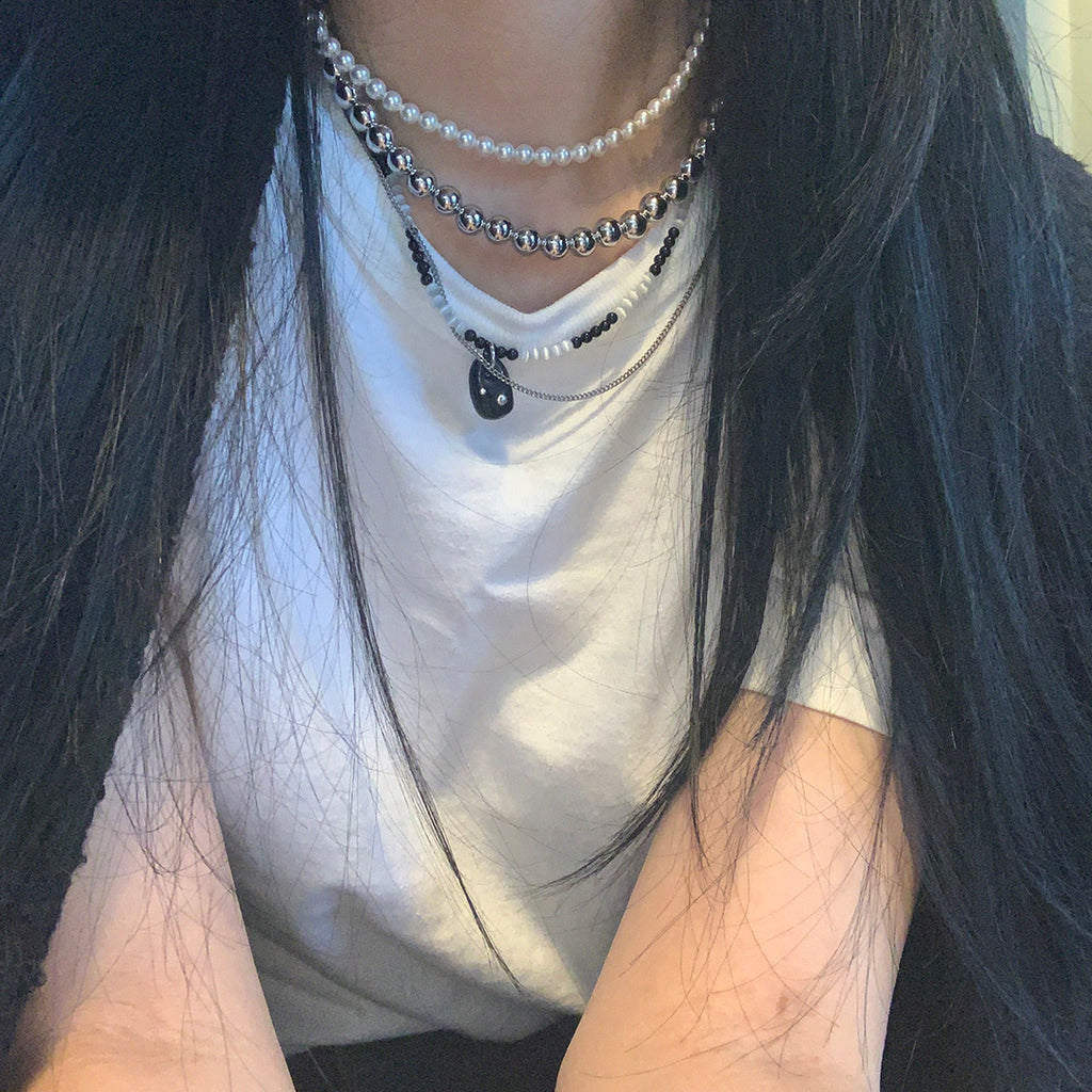 Nff(エヌエフエフ) 	 bead mix necklace_black