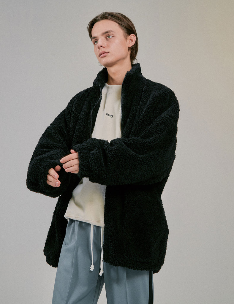 ディープリーク(DPRIQUE) OVERSIZED SHEARLING JACKET - BLACK