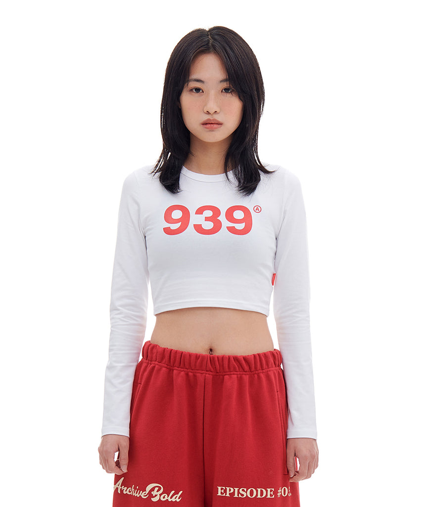 ARCHIVE BOLD (アーカイブボールド) 939 LOGO CROP LONG SLEEVE (WHITE)