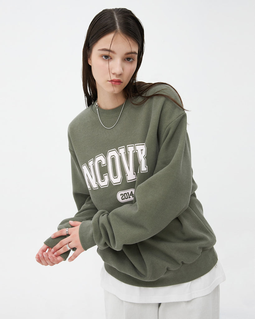 NCOVER(エンカバー)PIGMENT CRACK LOGO SWEATSHIRT-KHAKI