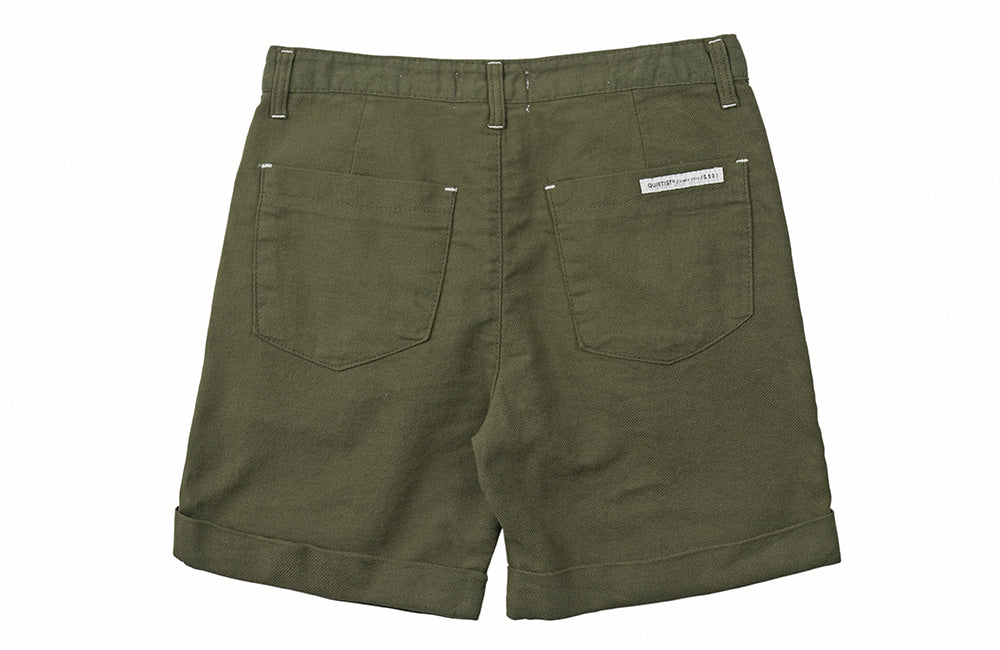 QUIETIST (クワイエティスト) Jungle Cotton One-tuck Shorts (khaki)