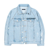 ブラックブロンド(BLACKBLOND) BBD Border Graffiti Logo Denim Jacket (Light Blue)
