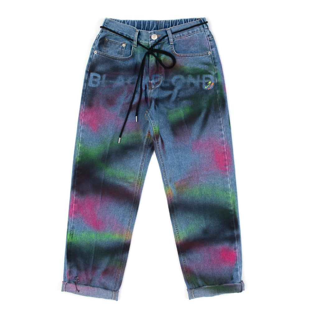 ブラックブロンド(BLACKBLOND) BBD Sprayed Custom Denim Pants (Blue)