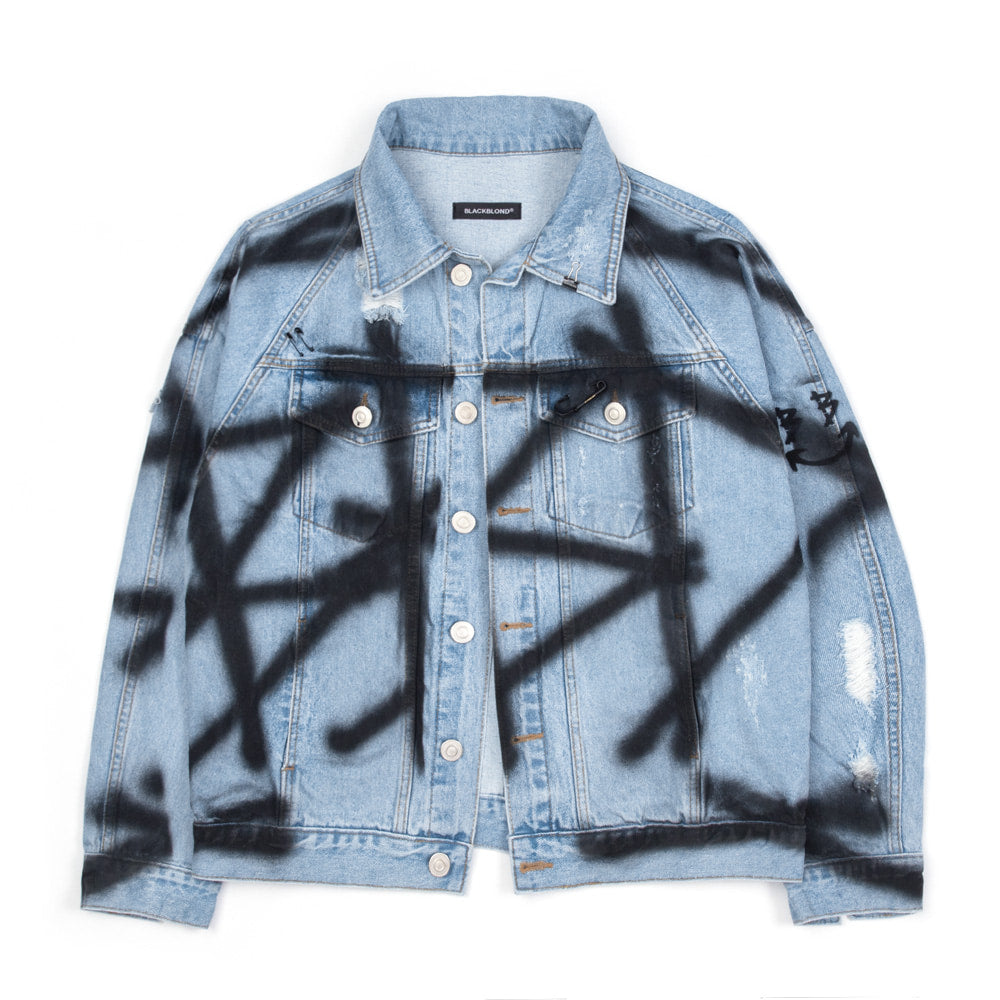 ブラックブロンド(BLACKBLOND) BBD Sprayed Custom Denim Jacket (Light Blue)