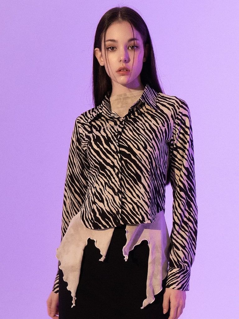 BABLETWO  (ビーエーブルトゥー)       Zebra Silky Shirts (BEIGE)