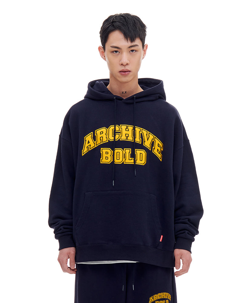 ARCHIVE BOLD (アーカイブボールド) ARCH LOGO HOOD (NAVY)