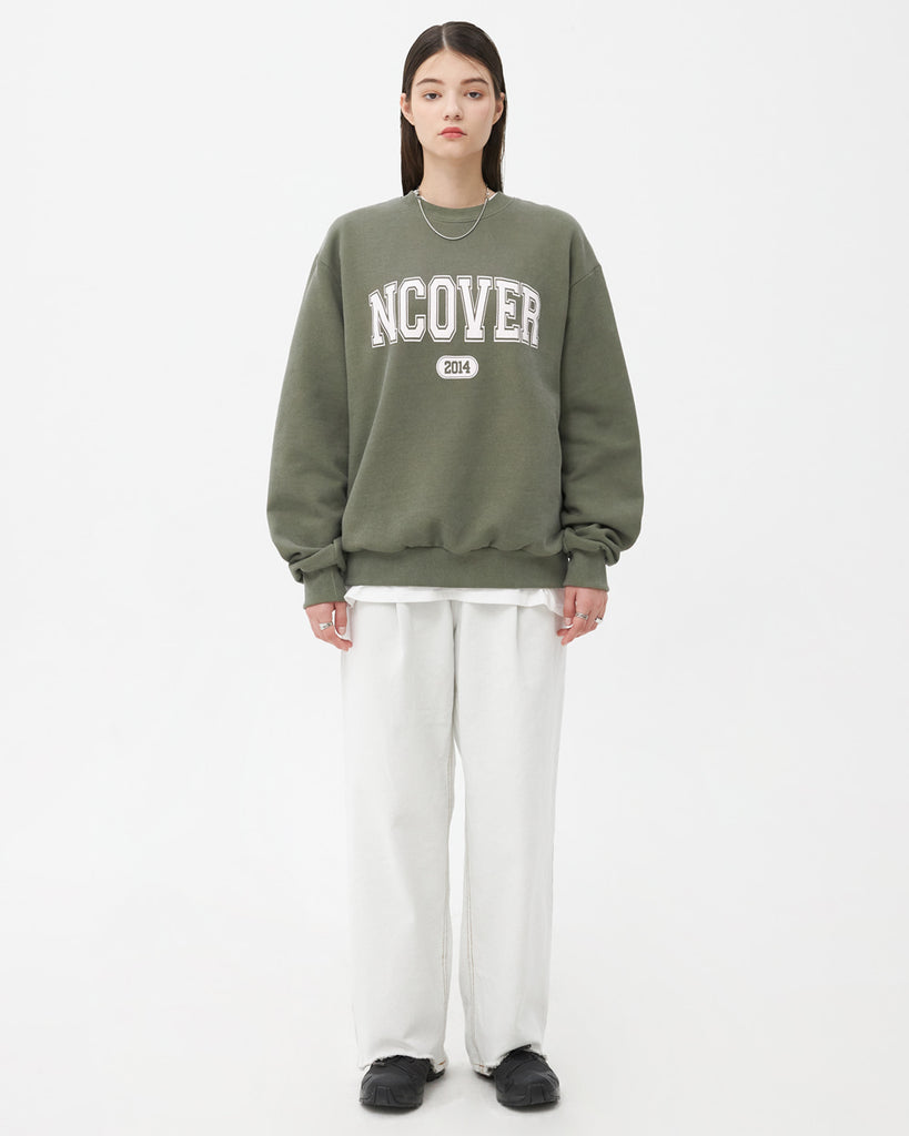 NCOVER(エンカバー)PIGMENT CRACK LOGO SWEATSHIRT-KHAKI