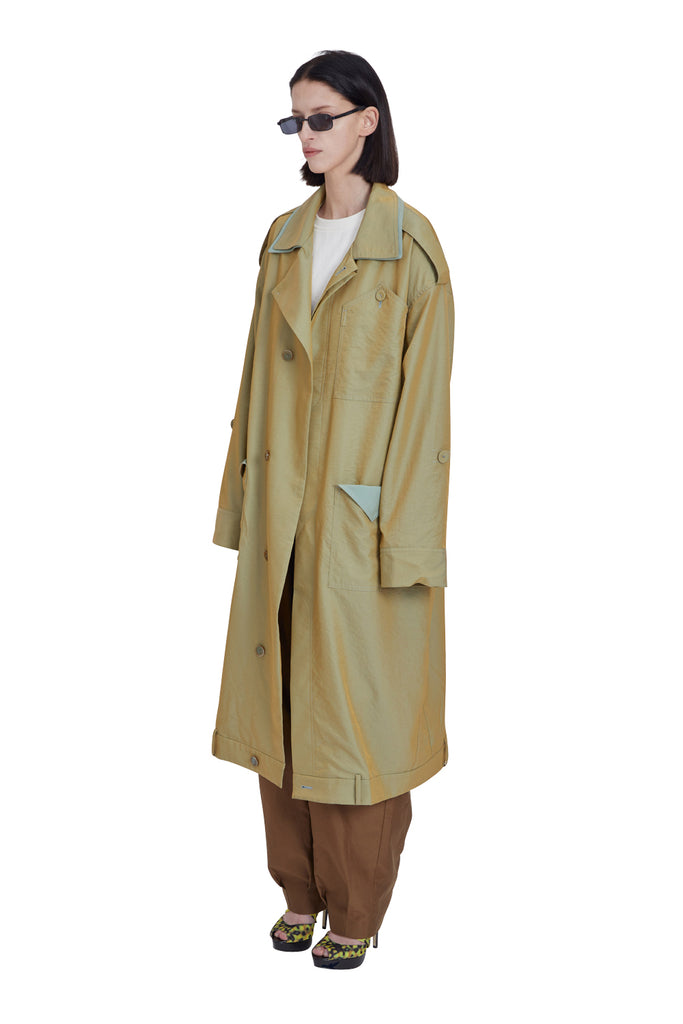 レイブレス(LABELESS) GREEN UPSIDE DOWN LONG COAT