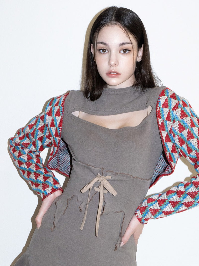 BABLETWO  (ビーエーブルトゥー)       Squid Knit Bolero (RED)