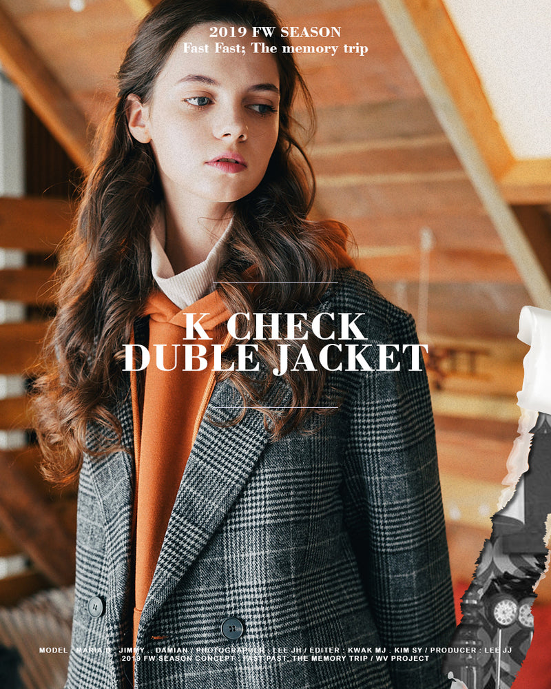 ダブルユーブイプロジェクト(WV PROJECT) K CHECK DOUBLE JACKET GRAY BLACK CJOT7292