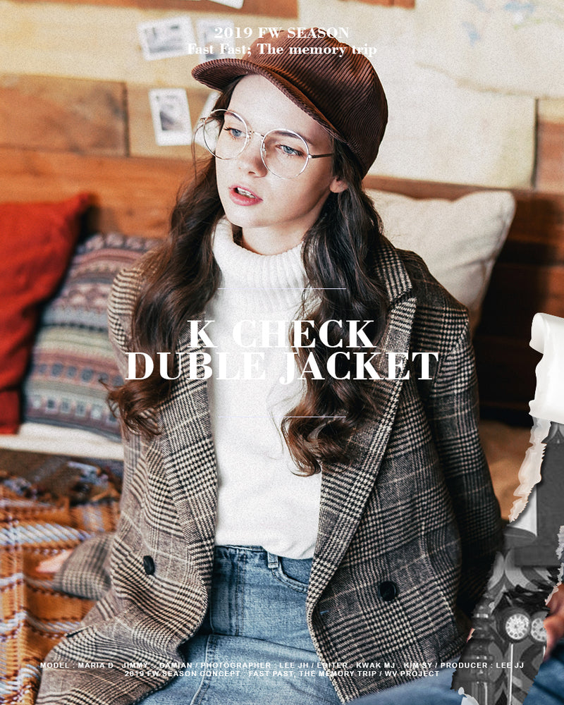 ダブルユーブイプロジェクト(WV PROJECT) K CHECK DOUBLE JACKET BROWN CJOT7292