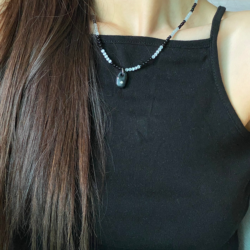 Nff(エヌエフエフ) 	 bead mix necklace_black