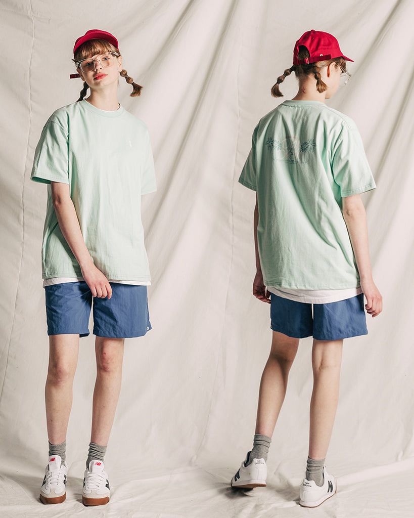 ダブルユーブイプロジェクト(WV PROJECT) Palm tree short-sleeved T-shirt Mint JIST7503