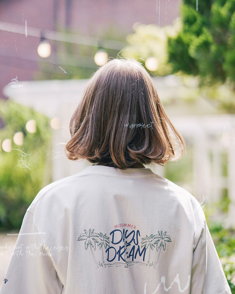 ダブルユーブイプロジェクト(WV PROJECT) Palm tree short-sleeved T-shirt Ivory JIST7503