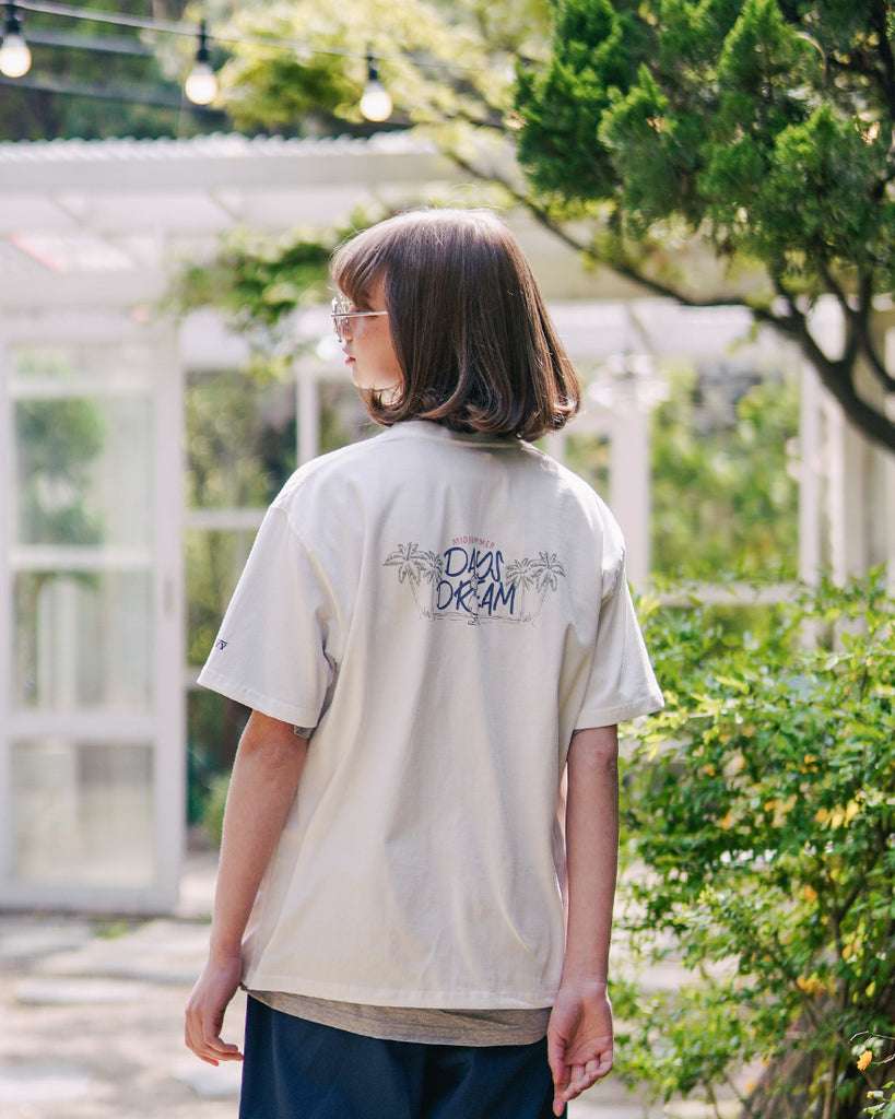ダブルユーブイプロジェクト(WV PROJECT) Palm tree short-sleeved T-shirt Ivory JIST7503