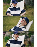 ダブルユーブイプロジェクト(WV PROJECT) Mid-Summer Stripe Short-Sleeved T-Shirt Navy JIST7508