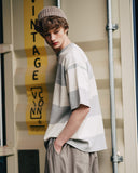 ダブルユーブイプロジェクト(WV PROJECT) Mid-Summer Stripe Short-Sleeved T-Shirt Grey JIST7508
