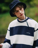 ダブルユーブイプロジェクト(WV PROJECT) Mid-Summer Stripe Short-Sleeved T-Shirt Navy JIST7508