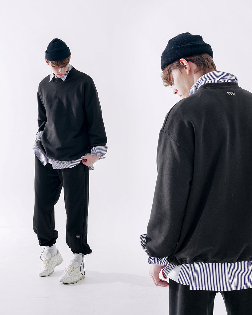 ダブルユーブイプロジェクト(WV PROJECT) Suffled sweatshirt Black JJMT7468