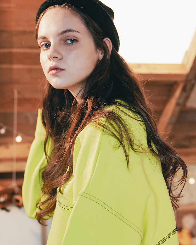 ダブルユーブイプロジェクト(WV PROJECT) SPORTY STITCH SWEATSHIR LIME JSMT7319