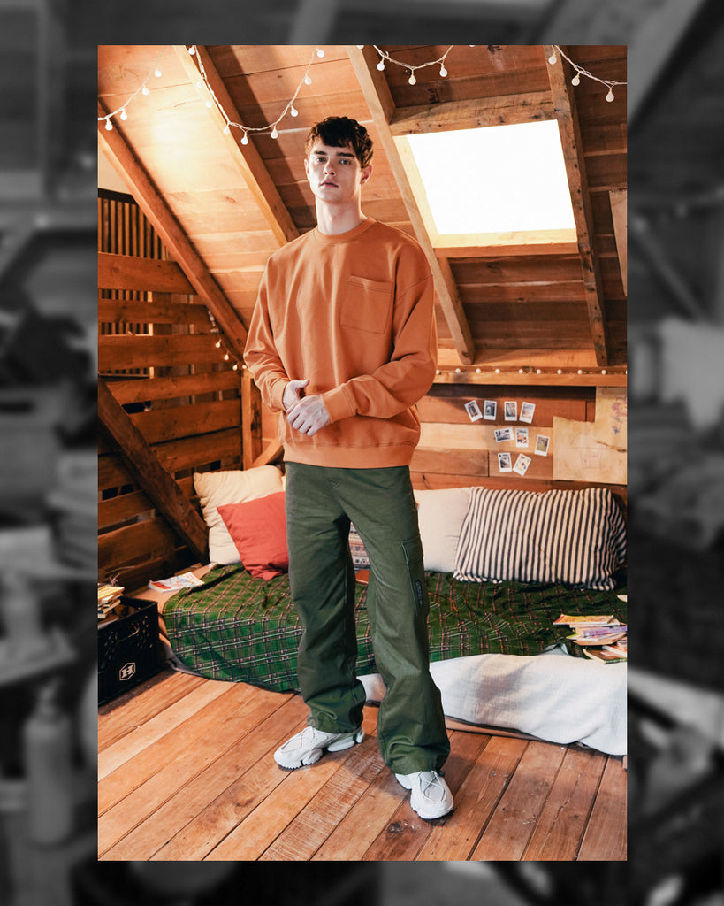 ダブルユーブイプロジェクト(WV PROJECT) SPORTY STITCH SWEATSHIRT DARK ORANGE JSMT7319