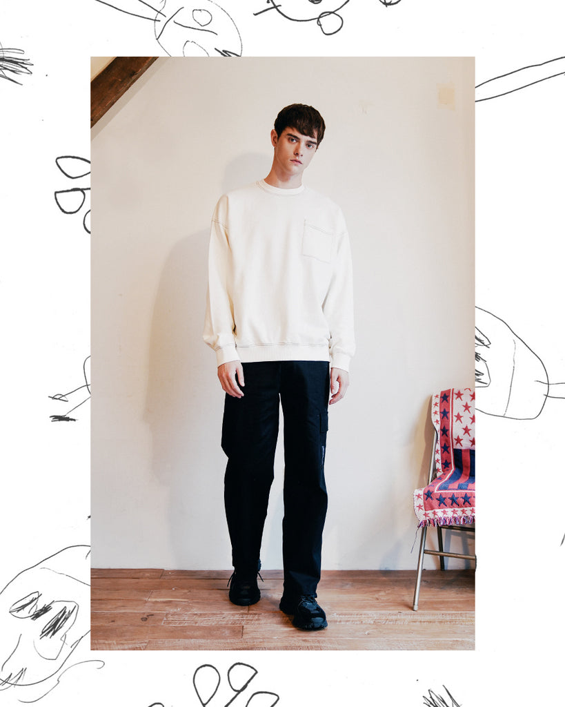 ダブルユーブイプロジェクト(WV PROJECT) SPORTY STITCH SWEATSHIR IVORY JSMT7319