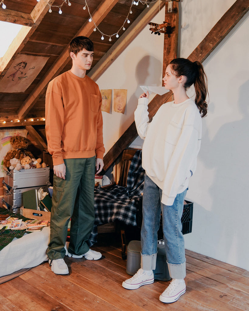 ダブルユーブイプロジェクト(WV PROJECT) SPORTY STITCH SWEATSHIRT DARK ORANGE JSMT7319