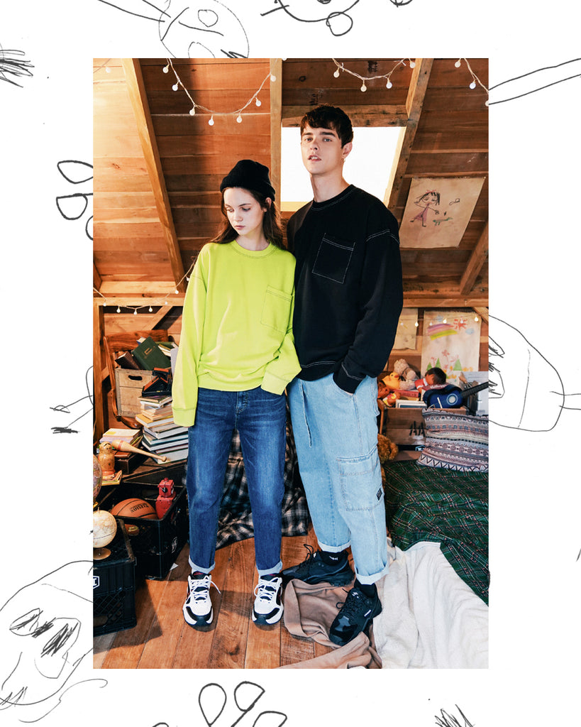ダブルユーブイプロジェクト(WV PROJECT) SPORTY STITCH SWEATSHIR LIME JSMT7319
