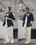 ダブルユーブイプロジェクト(WV PROJECT) City Summer Short-sleeved Shirt Navy KMSS7493