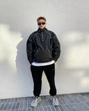 DAYDAF (デイダフ) DAYDAF BLACK LABEL NASLAN HIGH NECKED HALF ZIP-UP WINDBREAKER - BLACK