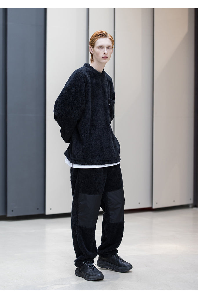 メスノウン(MASSNOUN) SL LOGO POCKET DOUBLE SOFT WOOL MFNCR004-BK