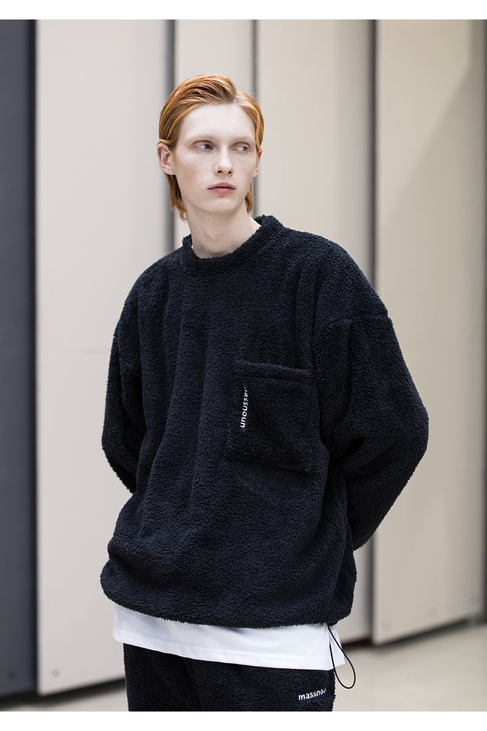 メスノウン(MASSNOUN) SL LOGO POCKET DOUBLE SOFT WOOL MFNCR004-BK