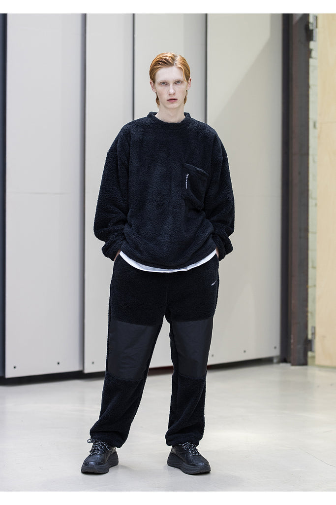 メスノウン(MASSNOUN) SL LOGO POCKET DOUBLE SOFT WOOL MFNCR004-BK