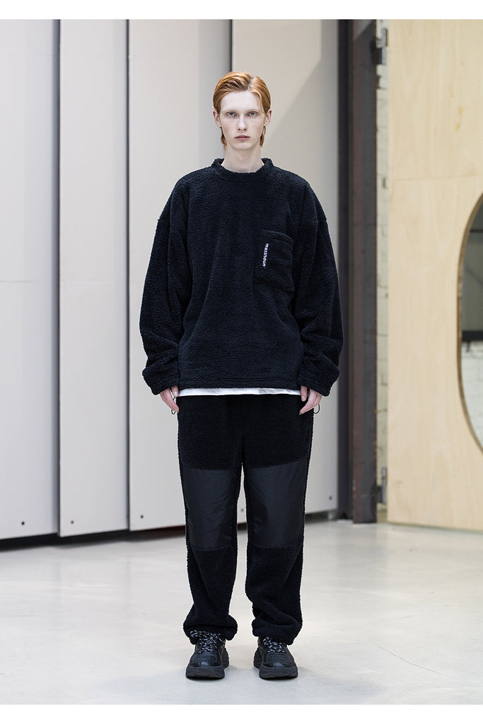 メスノウン(MASSNOUN) SL LOGO POCKET DOUBLE SOFT WOOL MFNCR004-BK