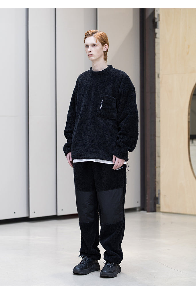 メスノウン(MASSNOUN) SL LOGO POCKET DOUBLE SOFT WOOL MFNCR004-BK