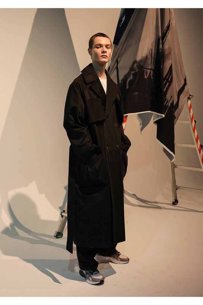 メスノウン(MASSNOUN)  CARGO POCKET OVERSIZED MAXICOAT MFNCT002-BK