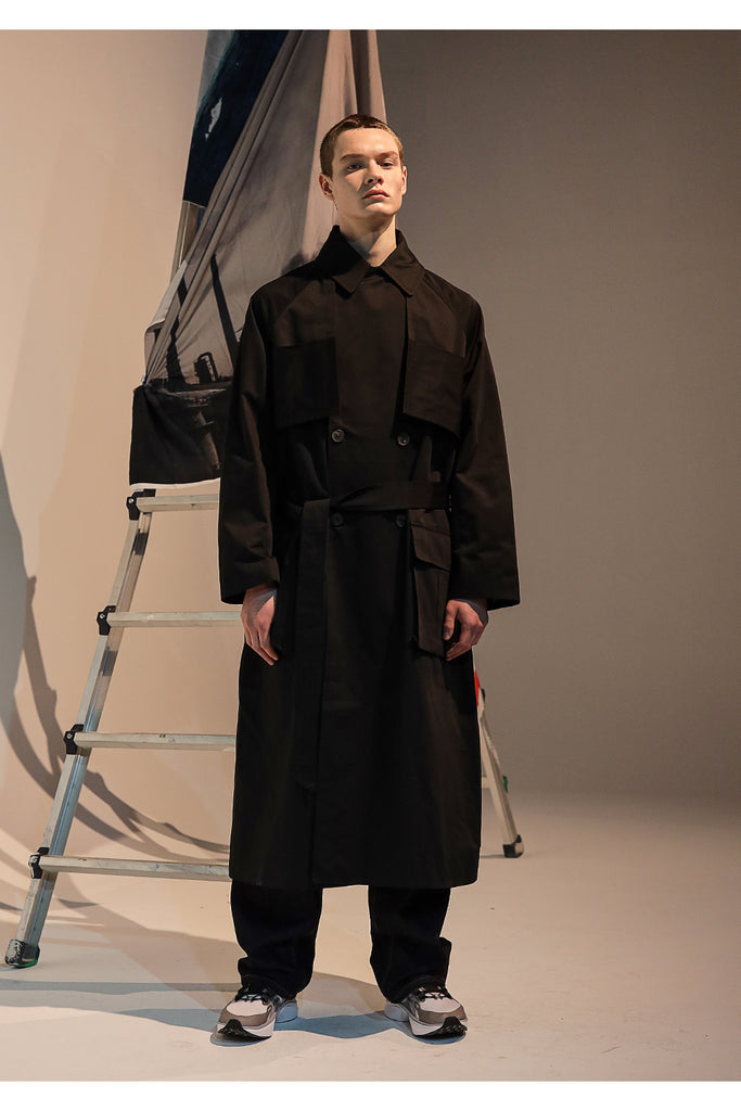 メスノウン(MASSNOUN)  CARGO POCKET OVERSIZED MAXICOAT MFNCT002-BK