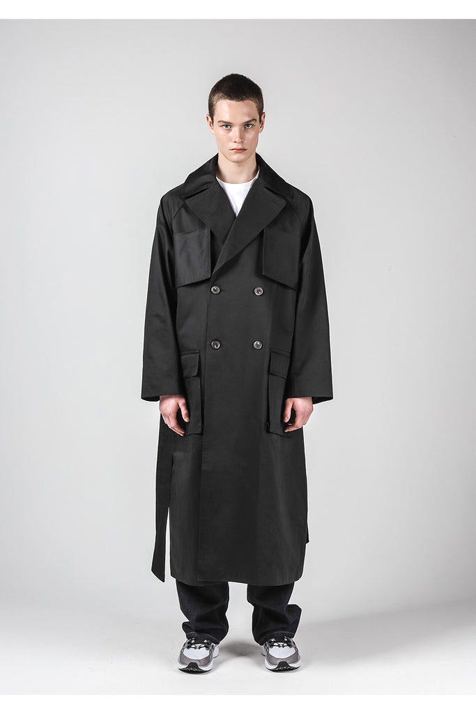 メスノウン(MASSNOUN)  CARGO POCKET OVERSIZED MAXICOAT MFNCT002-BK