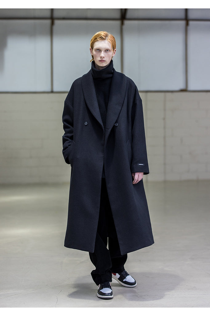 メスノウン(MASSNOUN) SHAWL COLLAR OVERSIZED DOUBLE COAT MFNCT003-BK