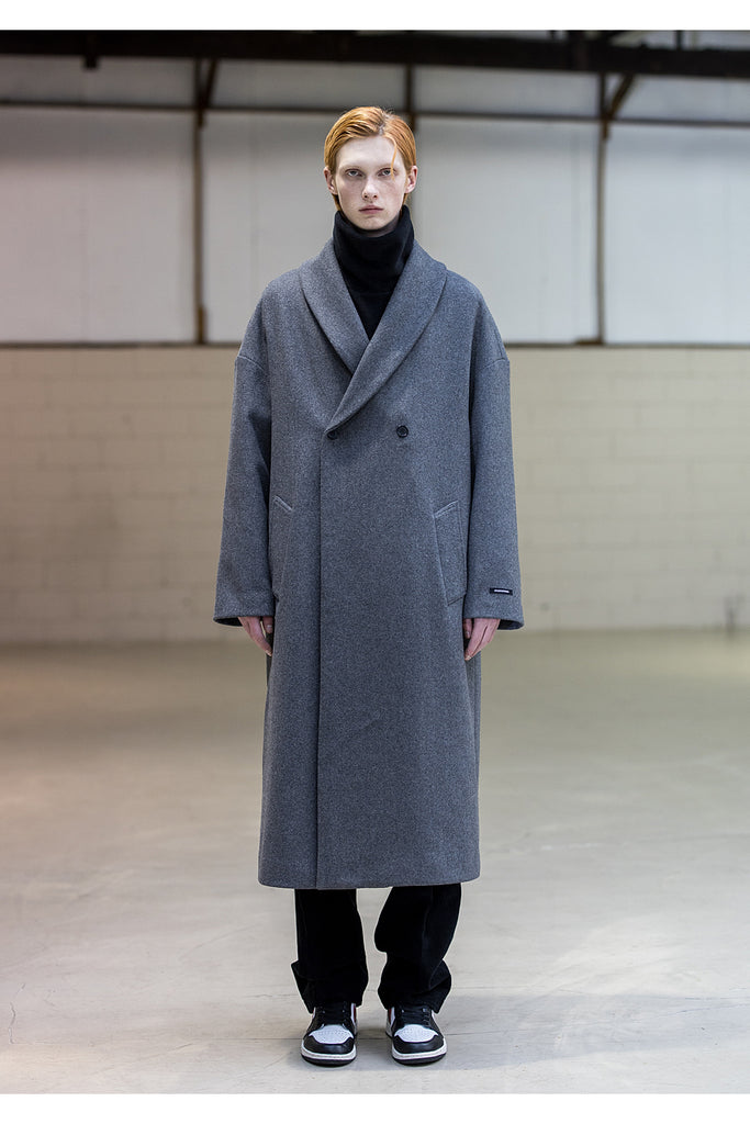 メスノウン(MASSNOUN) SHAWL COLLAR OVERSIZED DOUBLE COAT MFNCT003-GY