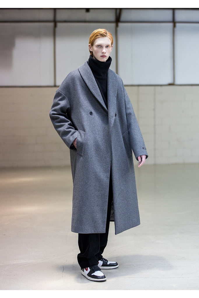 メスノウン(MASSNOUN) SHAWL COLLAR OVERSIZED DOUBLE COAT MFNCT003-GY