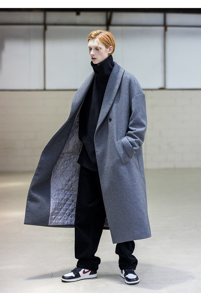 メスノウン(MASSNOUN) SHAWL COLLAR OVERSIZED DOUBLE COAT MFNCT003-GY