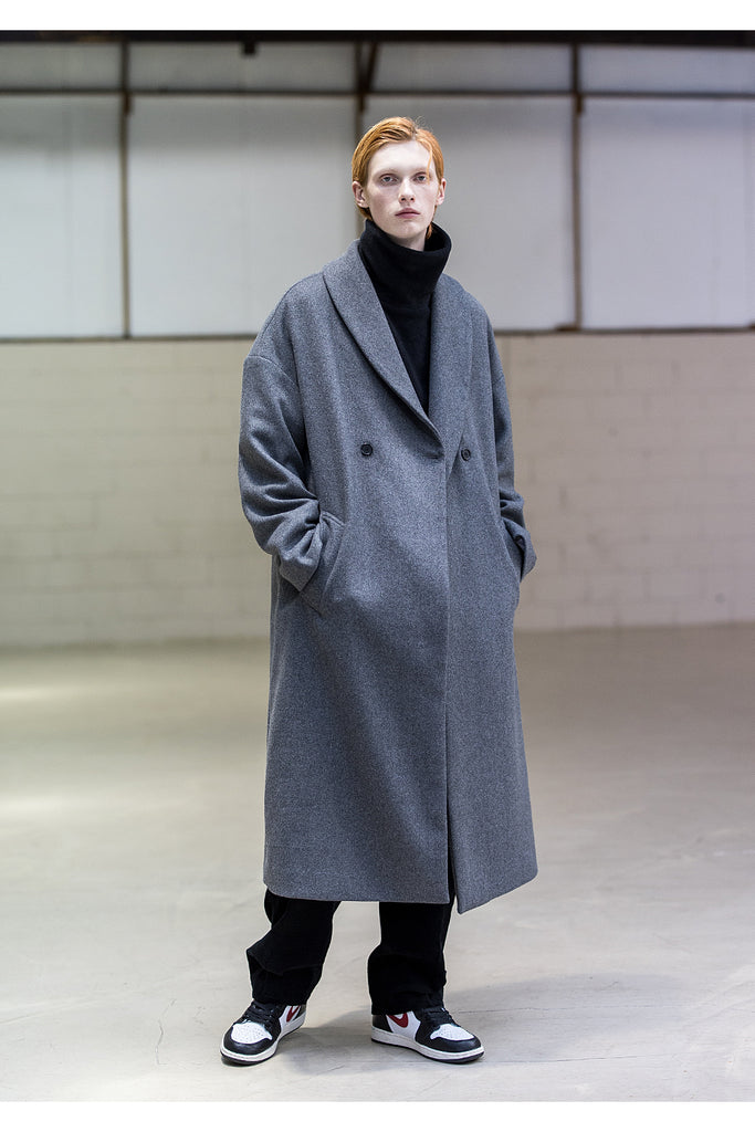 メスノウン(MASSNOUN) SHAWL COLLAR OVERSIZED DOUBLE COAT MFNCT003-GY
