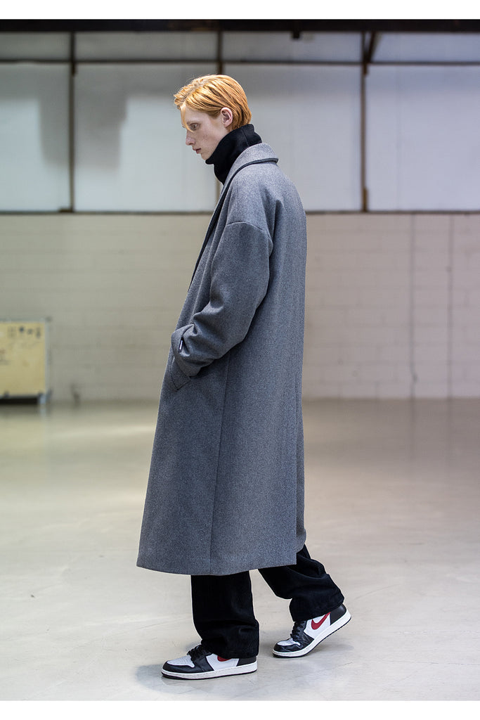メスノウン(MASSNOUN) SHAWL COLLAR OVERSIZED DOUBLE COAT MFNCT003-GY