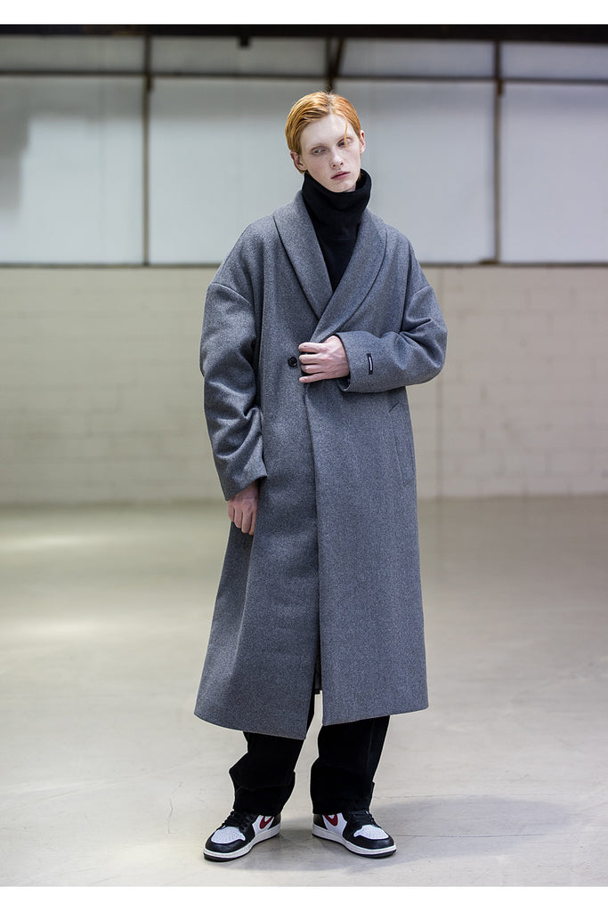 メスノウン(MASSNOUN) SHAWL COLLAR OVERSIZED DOUBLE COAT MFNCT003-GY